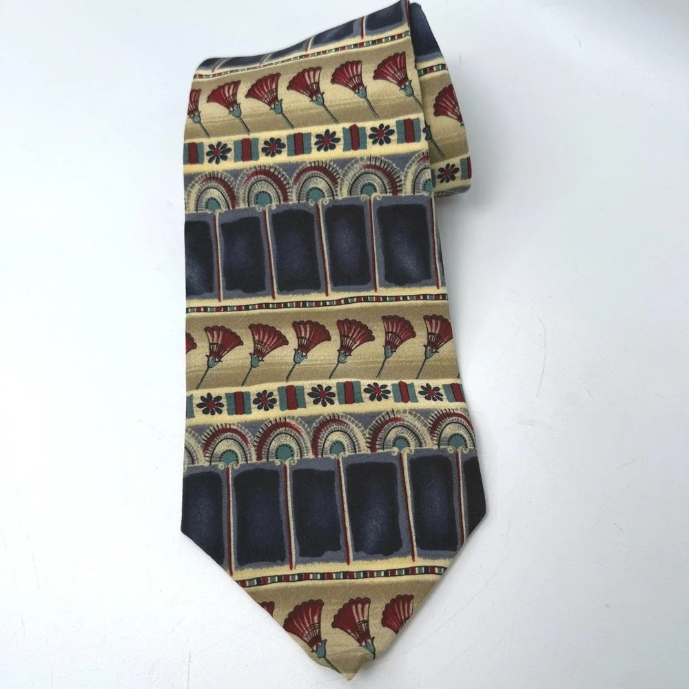Vintage Metropolitan Museum of Art Silk Tie Mens OS Egyptian Art Deco Maximalist